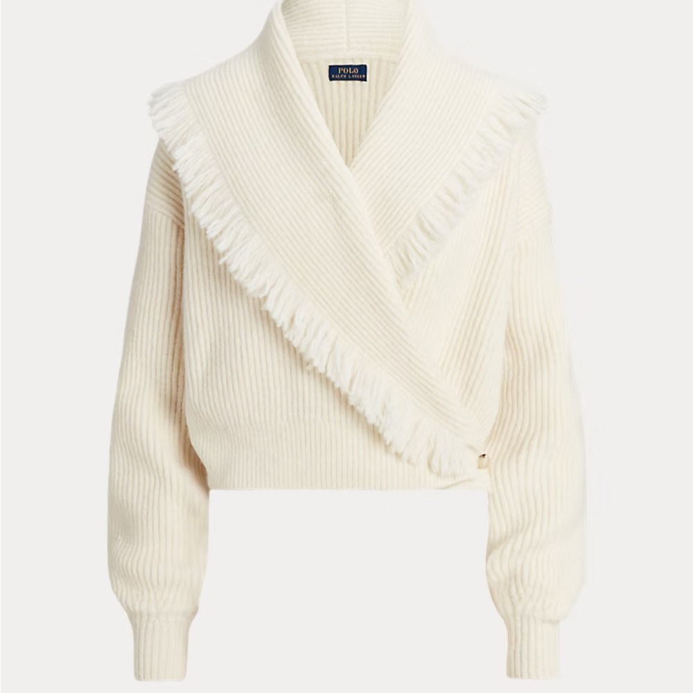 Ivory Wrap Sweater Polo Ralph Lauren - Ribbed-knit wrap cardigan